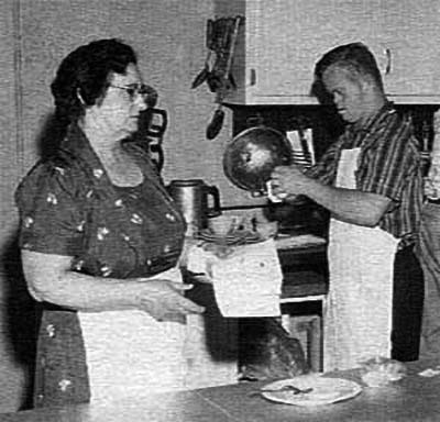Woman and man in a kitchen