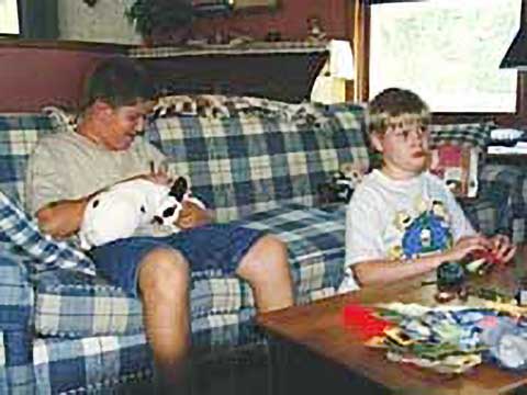 Children relaxing at home