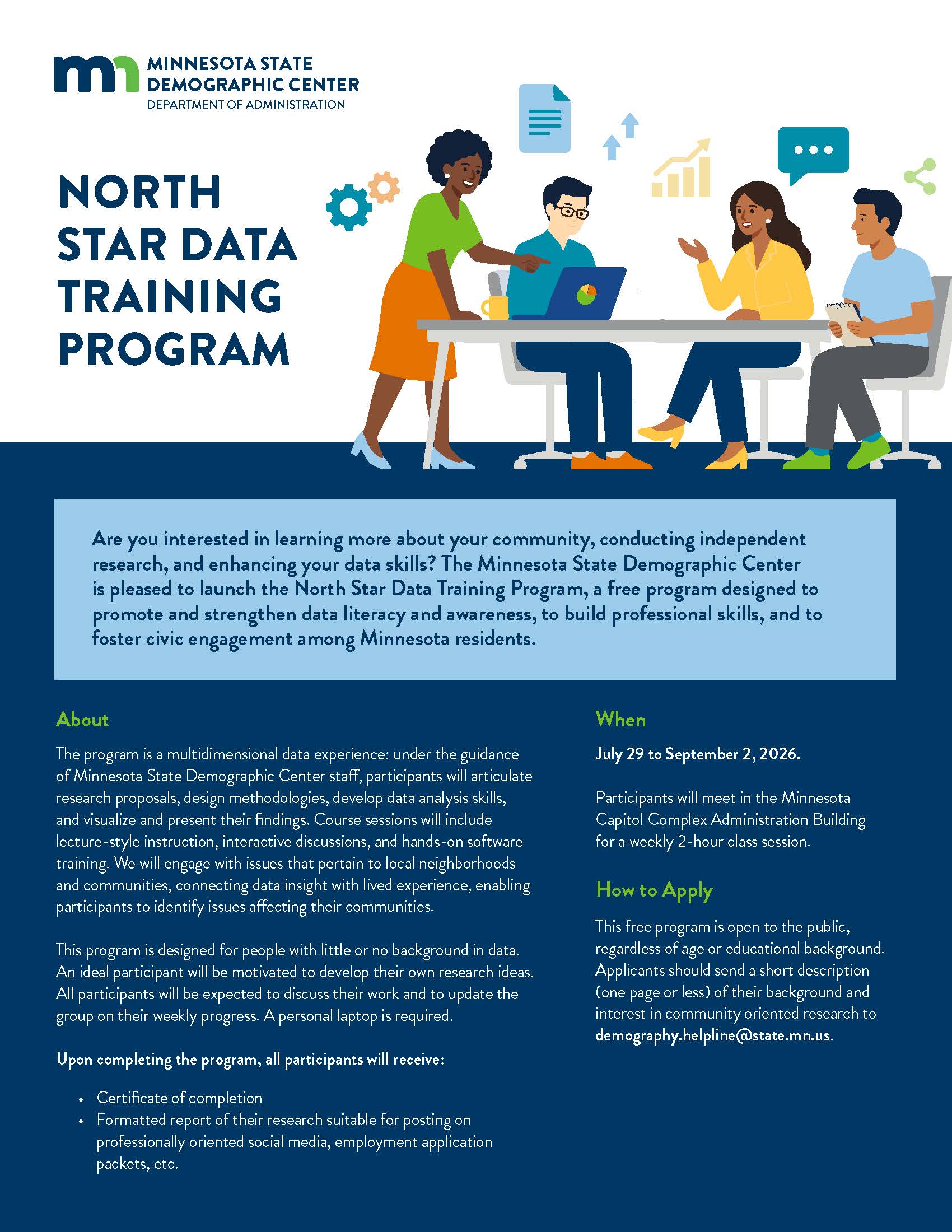 a flyer that describes the purpose and application of the North Star Data Training program, more information is available under 