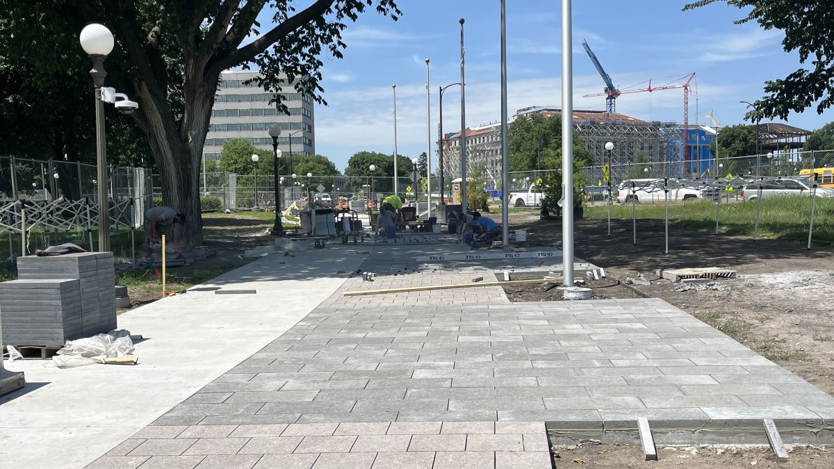 Feature image for Tribal Flag Plaza construction