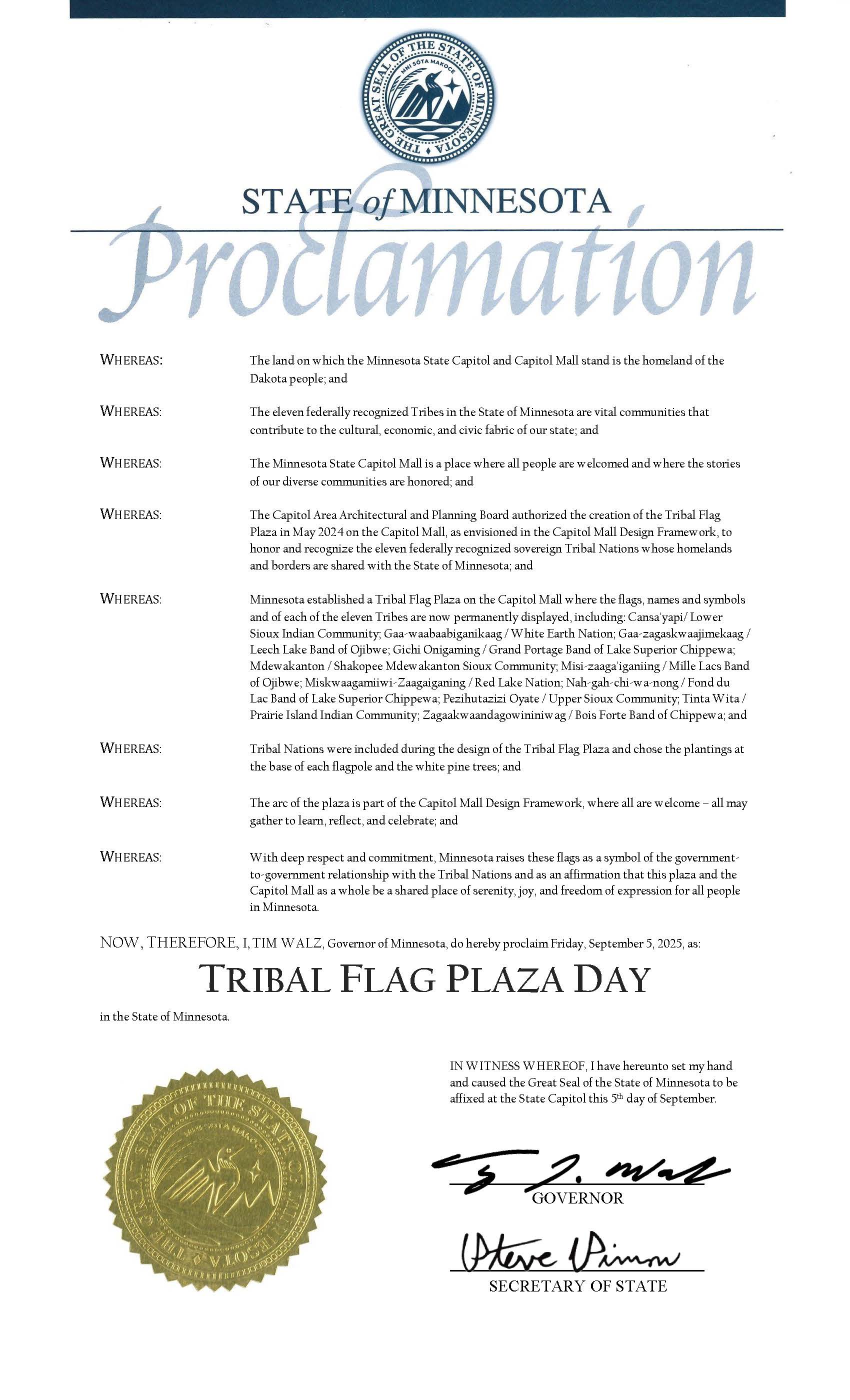 Tribal Flag Plaza Day Proclamation_Image