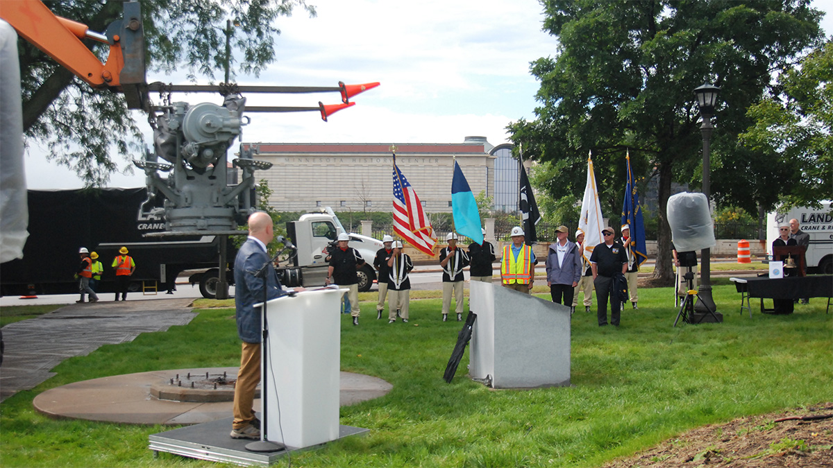 Feature image for USS Ward Gun Removal and VJ Day Ceremony