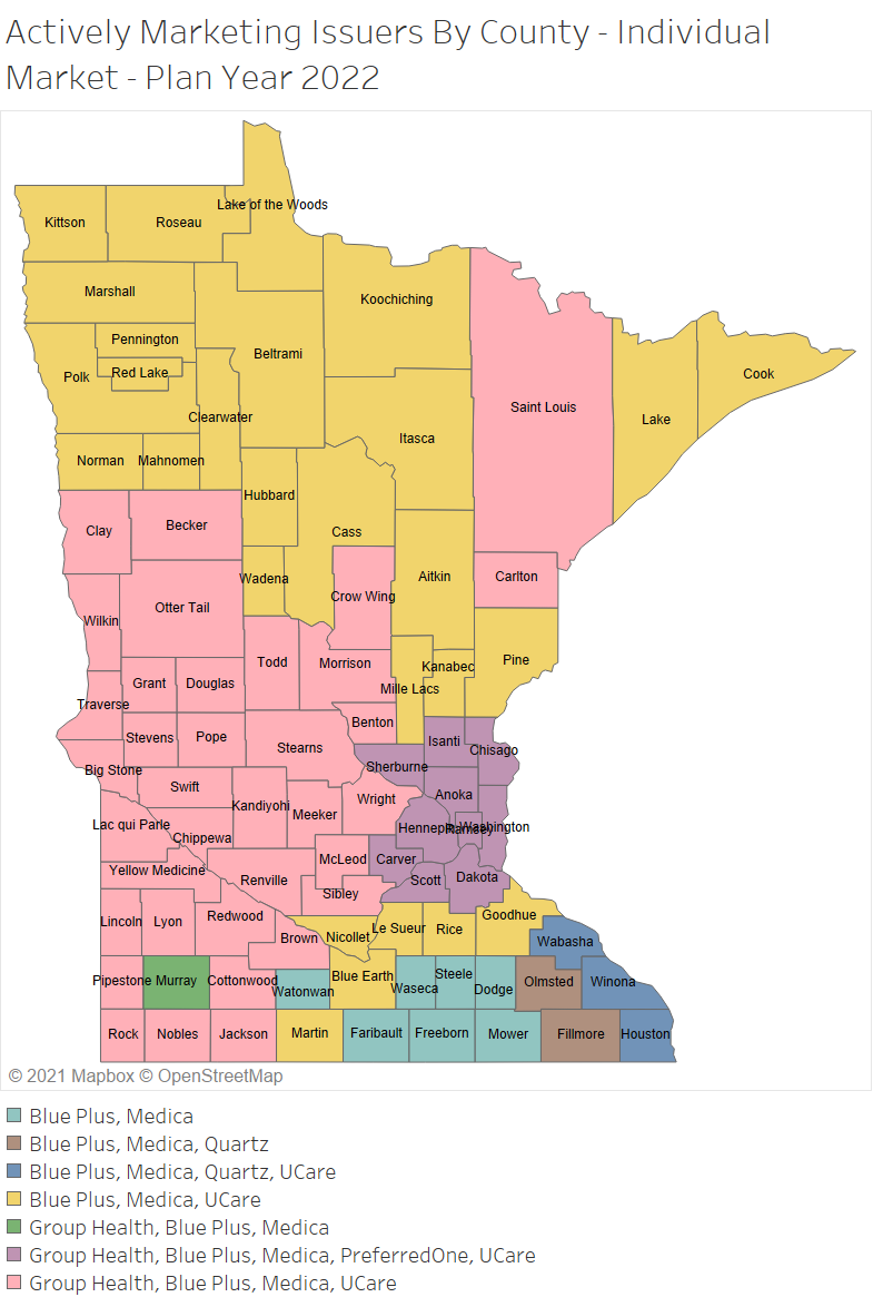 Actively Markets Issuers by County - Individual Market - Plan Year 2022