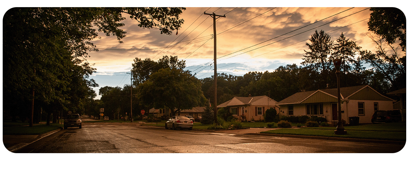 residential street at dusk