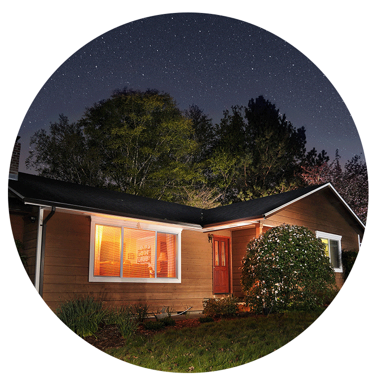 small house at night