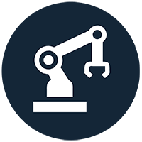 An icon with a factory robot arm