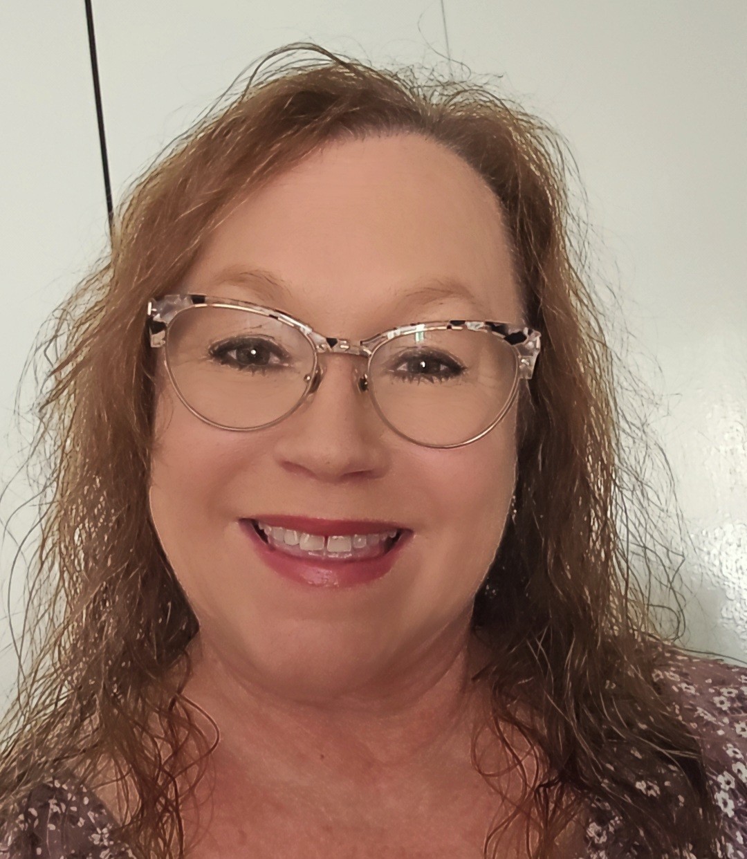 Kary smiles for a close-up selfie.
