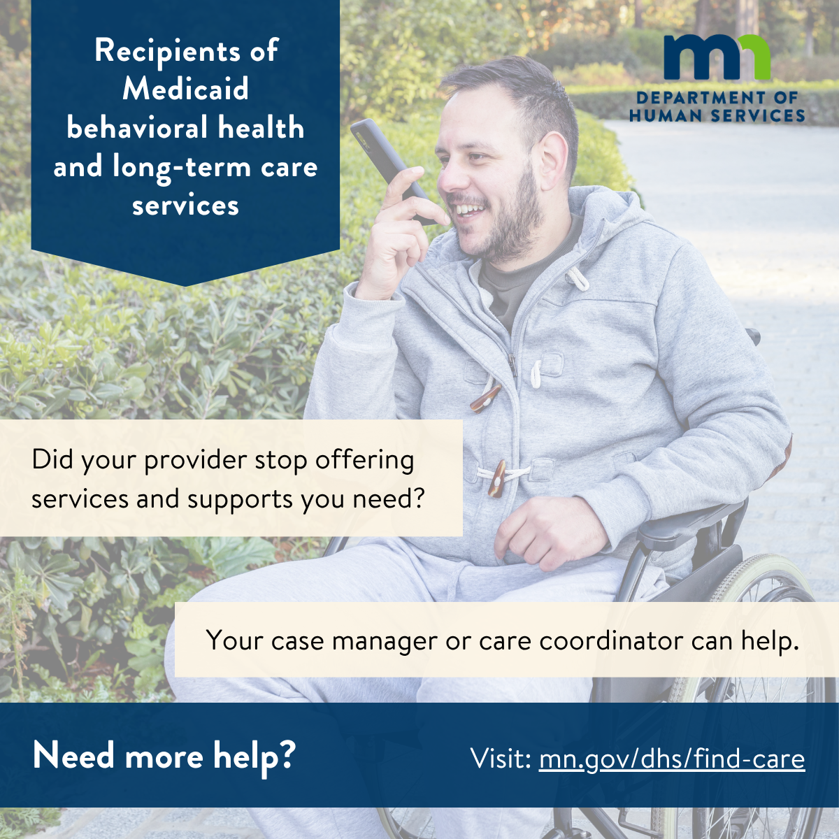 Find Care social media post sample - English