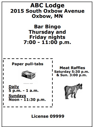 Advertisement 1 Bar Bingo