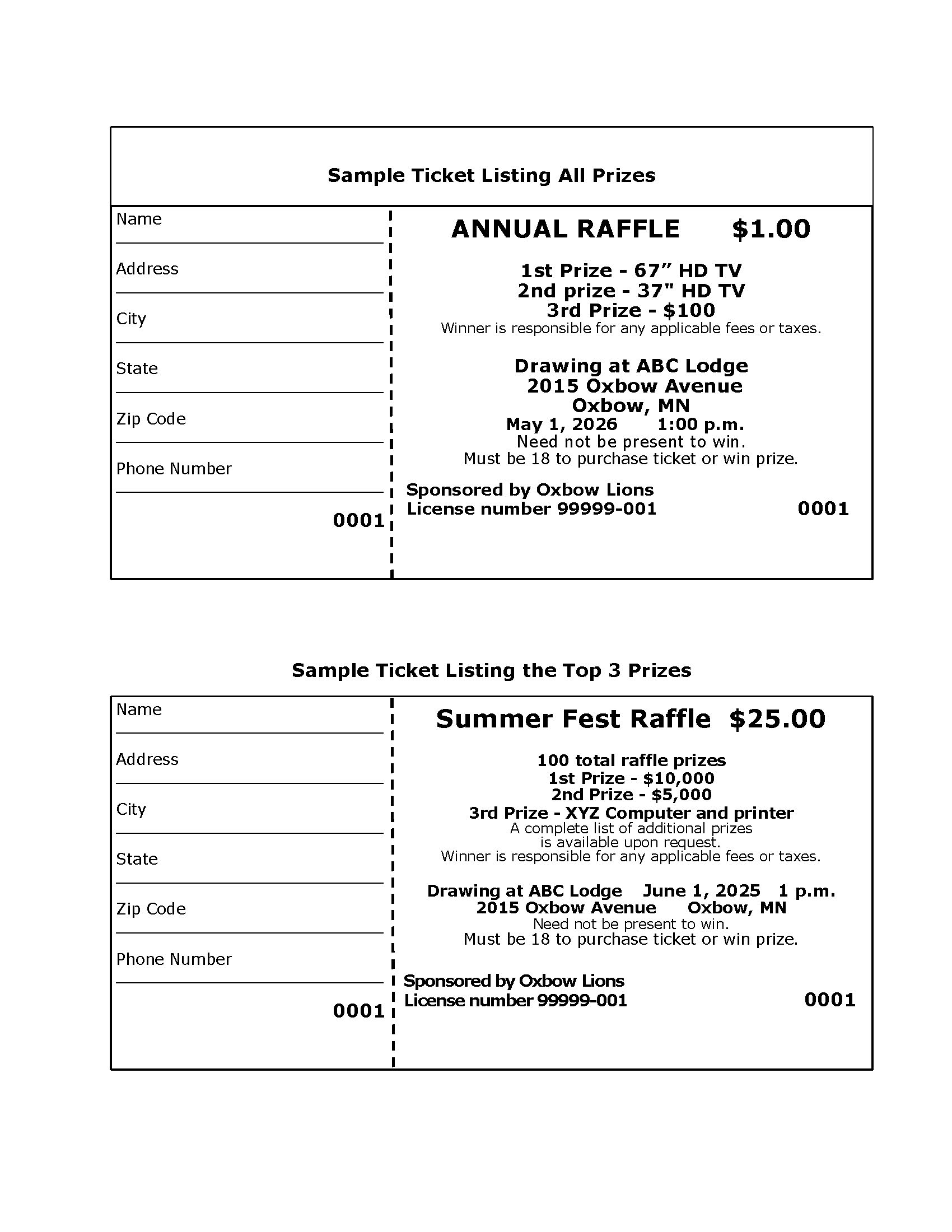 Two Raffle Tickets
