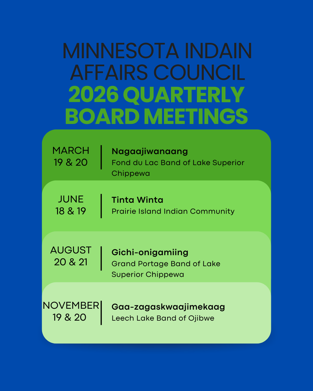 2026 Quarterly Board Meeting Dates