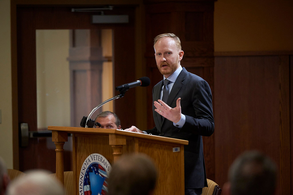 Aaron Call, MNIT's Chief Information Security Officer and Interim Chief Operations Officer speaking