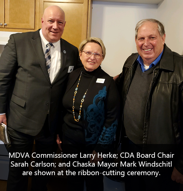 Ribbon-cutting with MDVA Commissioner, CDA Board CHair, and Chaska Mayor