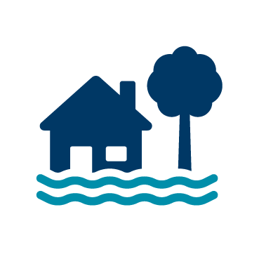 Home with flood water