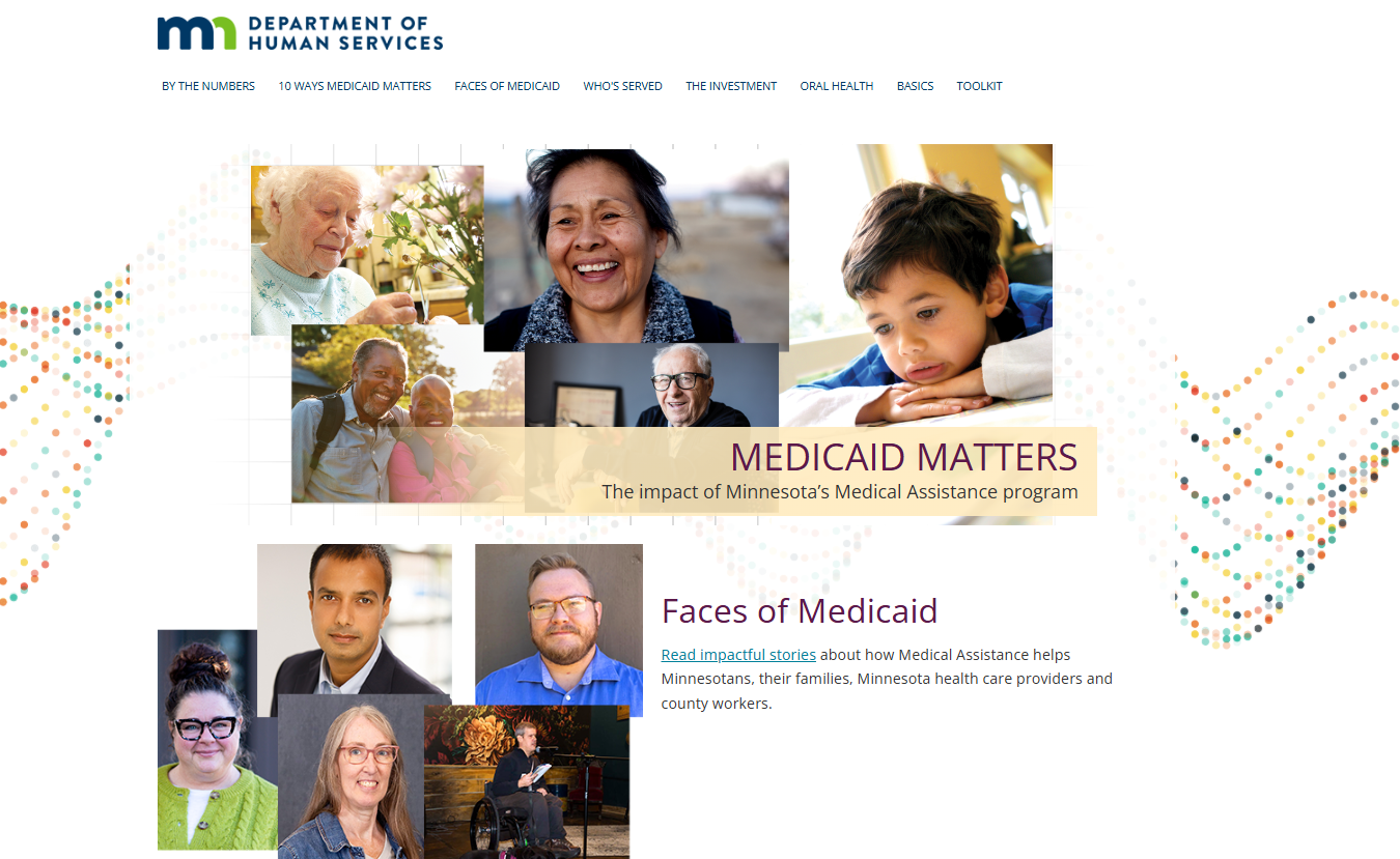 A screenshot of the Medicaid Matters homepage.
