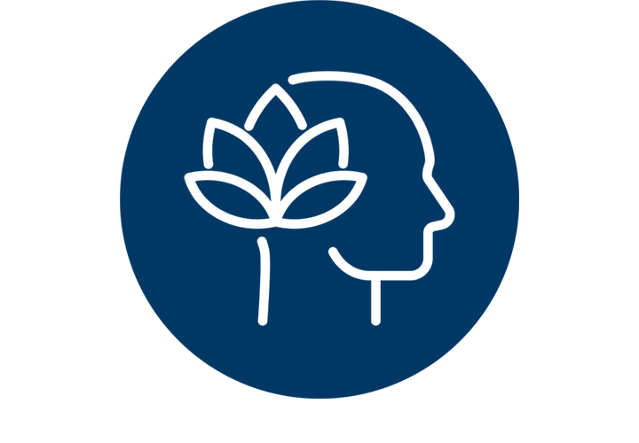 Icon of a person's head with a leaf.