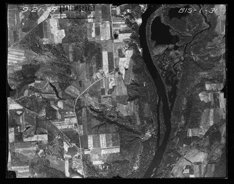 Aerial photograph of river and farmland