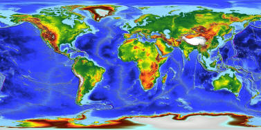 Elevation of Earth map