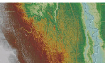 Lidar generated image of iceberg tracks in the Red River basin