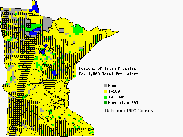 Persons of Irish ancestry per 1,000 total population. Persons of Irish ancestry per 1,000 total population.