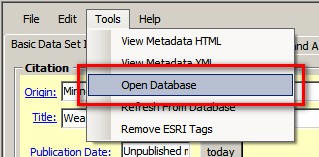 Screenshot of MME shows "Tools" tab selected and "Open Database" outlined with a red square and selected