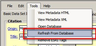 Screenshot of MME shows the "Tools" tab selected and the "Refresh from Database" option outlined in a red square. Screenshot of MME shows the "Tools" tab selected and the "Refresh from Database" option outlined in a red square.