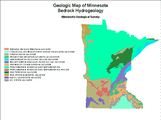 Map of Minnesota Bedrock Hydrogeology