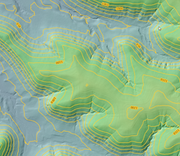 Elevation contours on a hill