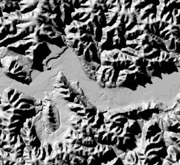 Shaded relief, 30-meter, along Root River, Houston County