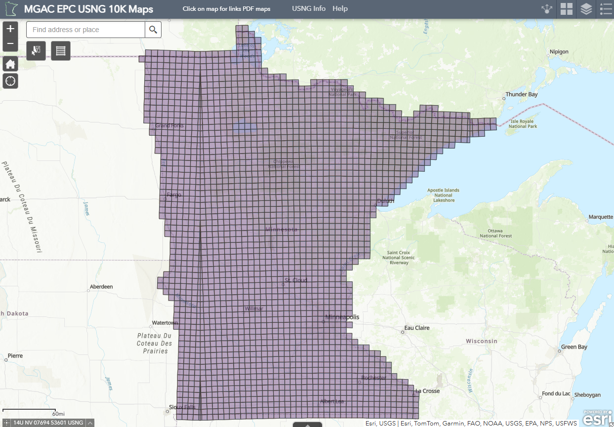 USNG 10K Maps Viewer interface. USNG 10K Maps Viewer interface.