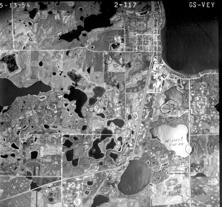Aerial photo of several small lakes