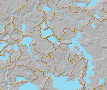 Watershed boundaries on map