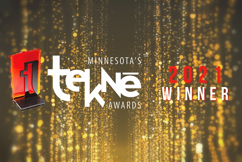 Minnesota Tekne Awards 2021 Winner over a glittery yellow background