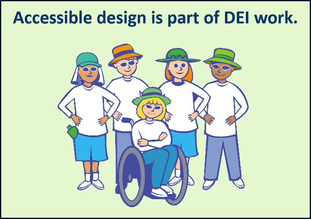 Text reads Accessible design is part of DEI work.