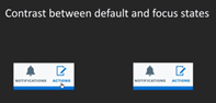 Combined screenshot showing color contrast on hover over focus and non-focus.