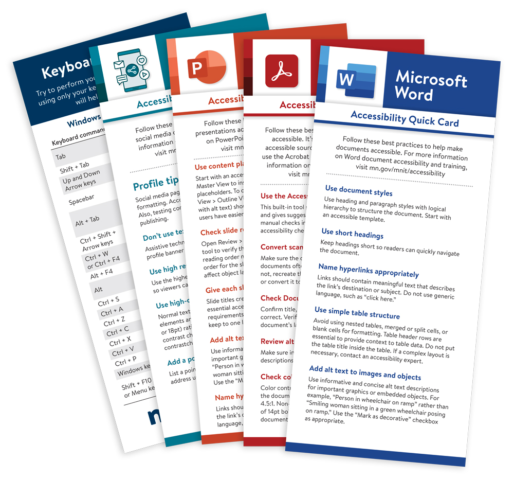 Accessibility quick cards