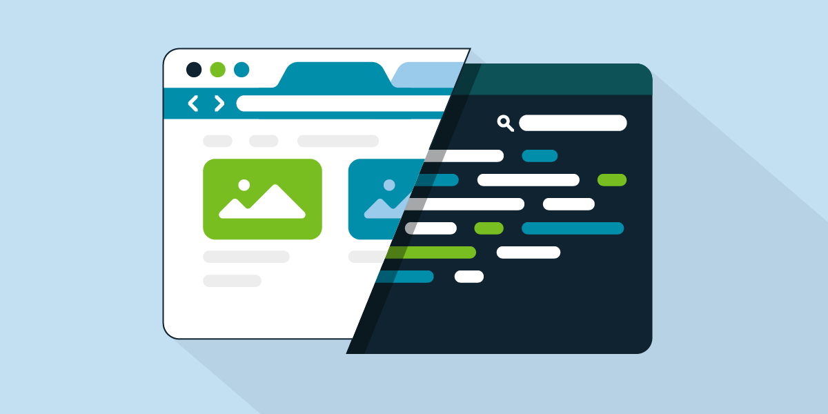 Split-screen showing a website on the left and an accessible, plain text version on the right, illustrating accessible alternatives
