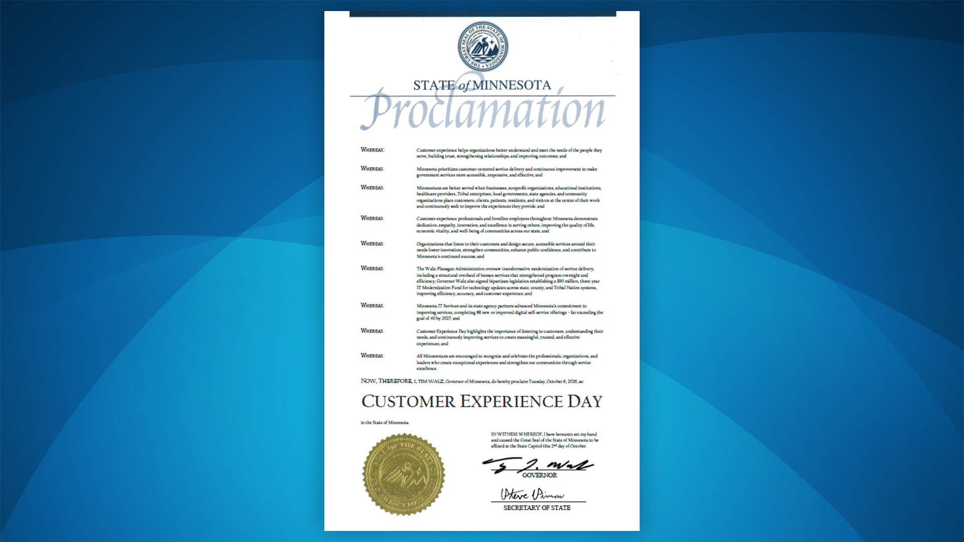 Proclamation for Customer Experience Day CX Day 2026