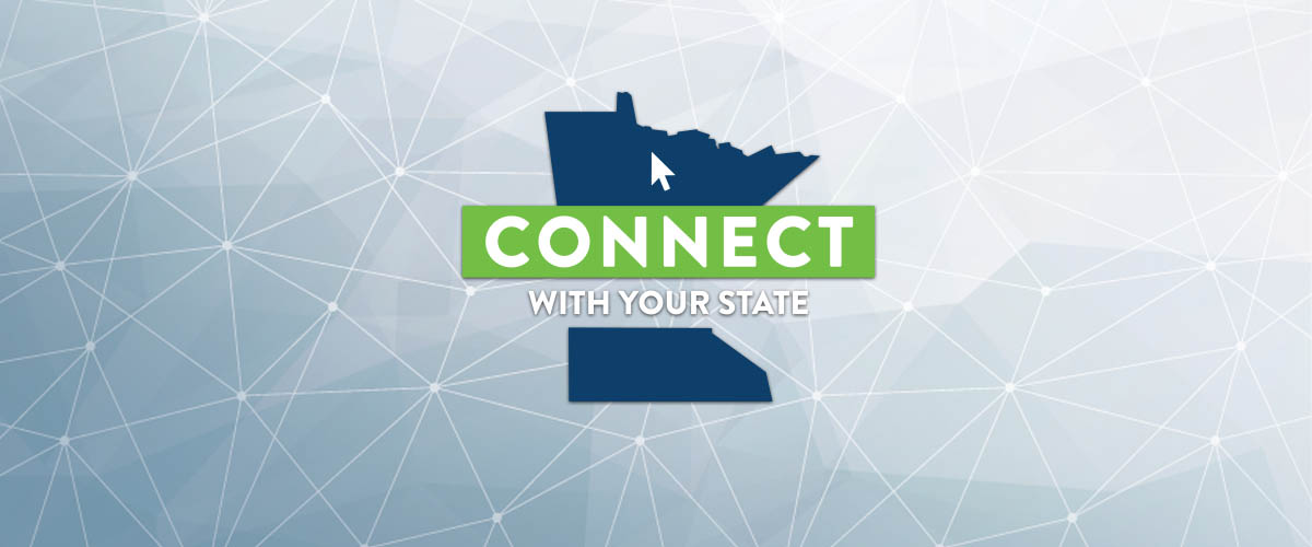 Shape of Minnesota with a sign that reads 