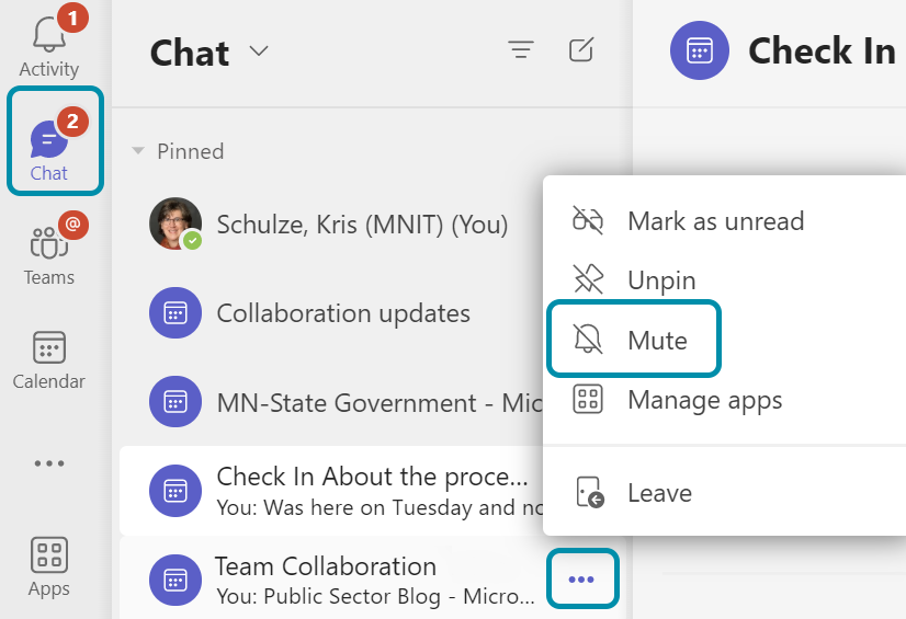 Closeup of Mute Chat option