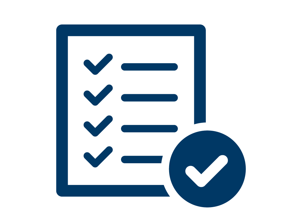 An icon of a document with a checkmark