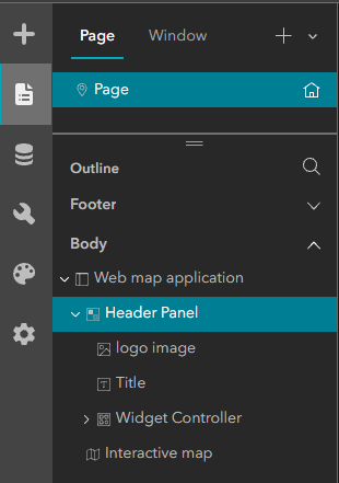 Screenshot of the ExB Outline. Each block has been given a meaningful name, as described in the text.