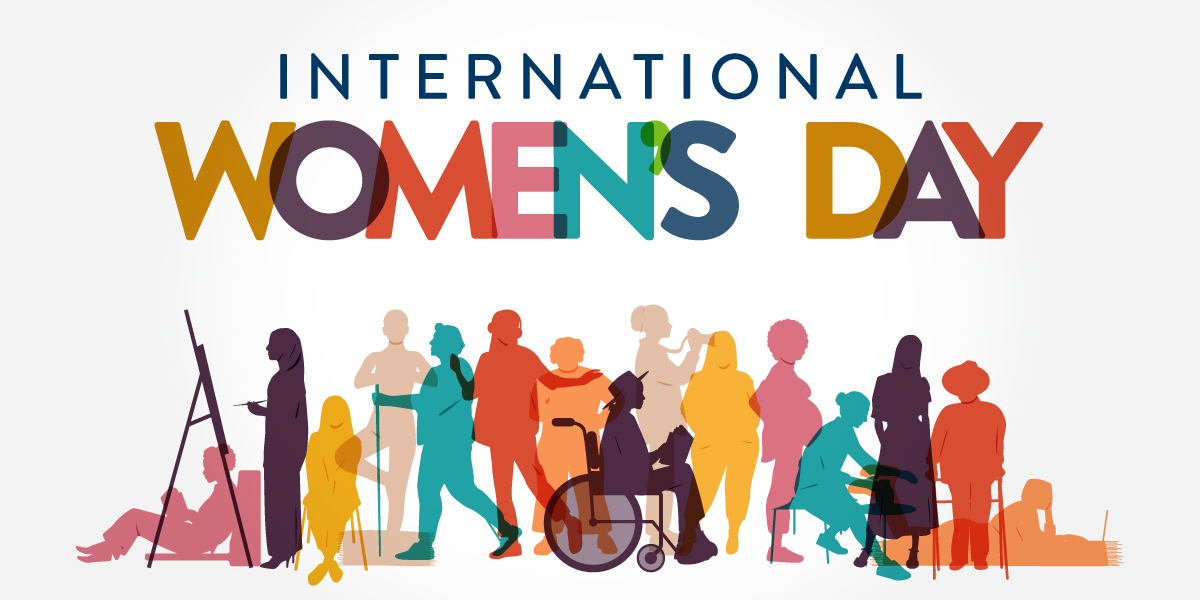 Many silhouettes of women in a variety of professional capacities indicating the varied contributions of women throughout history.