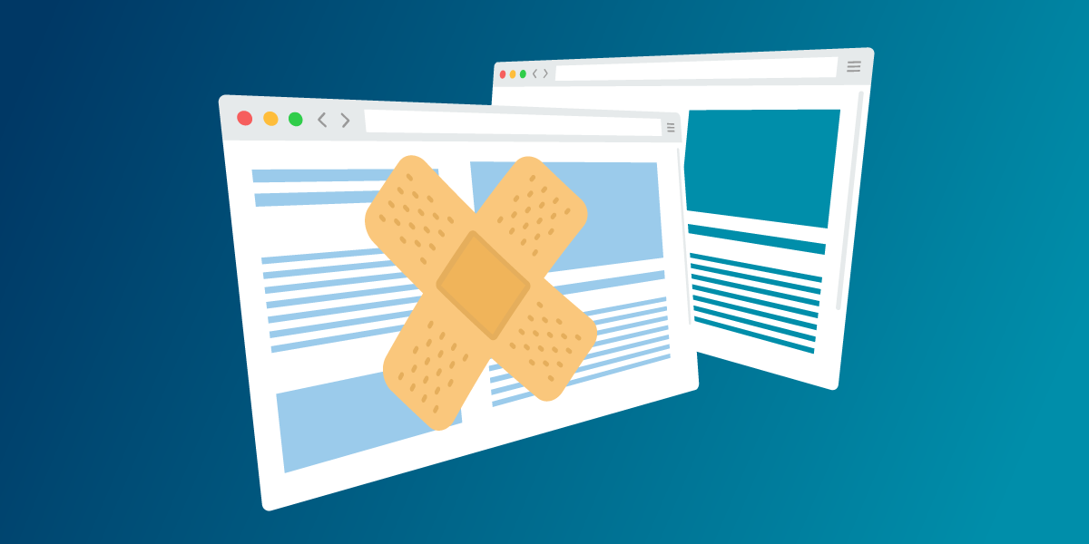 Webpage with bandages in shape of an X.