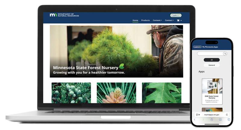 A phone and laptop showing the new nursery system.