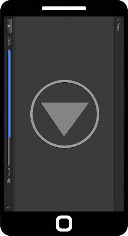 A smart phone in portrait mode with a video player on screen displaying at a 90-degree angel to the user.