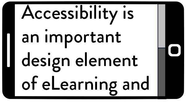 A smart phone formatted correctly for accessibility with large text filling the screen's viewport and only a vertical scroll bar present. The text does not overflow off the left side of the screen.