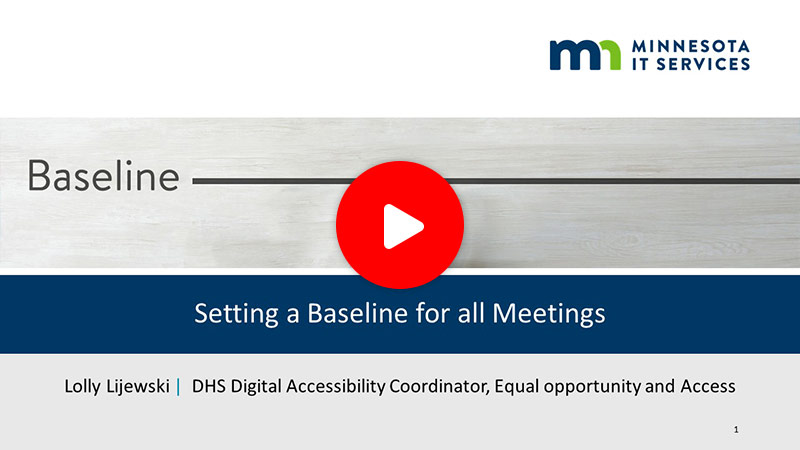Setting a baseline for all meetings [video] first slide of presentation displaying.