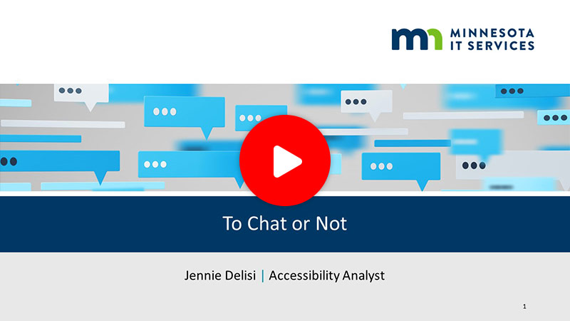 To chat or not [video] first slide of presentation displaying.