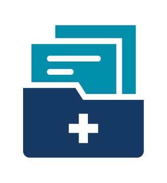 An icon of a file with papers coming out of it